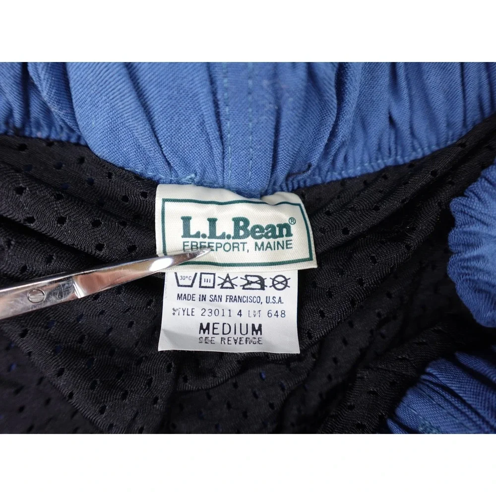 LL Bean Bike Shorts Mens Medium Blue Good Vintage Padded Cycling Made in USA